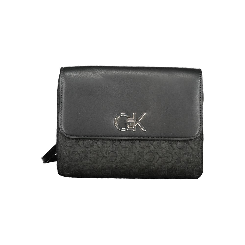 Schwarze Damenhandtasche aus Polyester