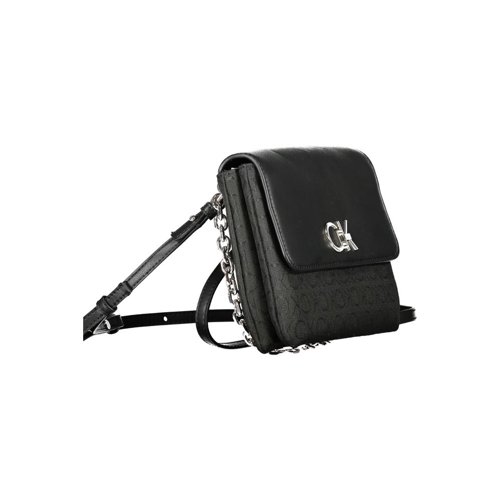 Schwarze Damenhandtasche aus Polyester