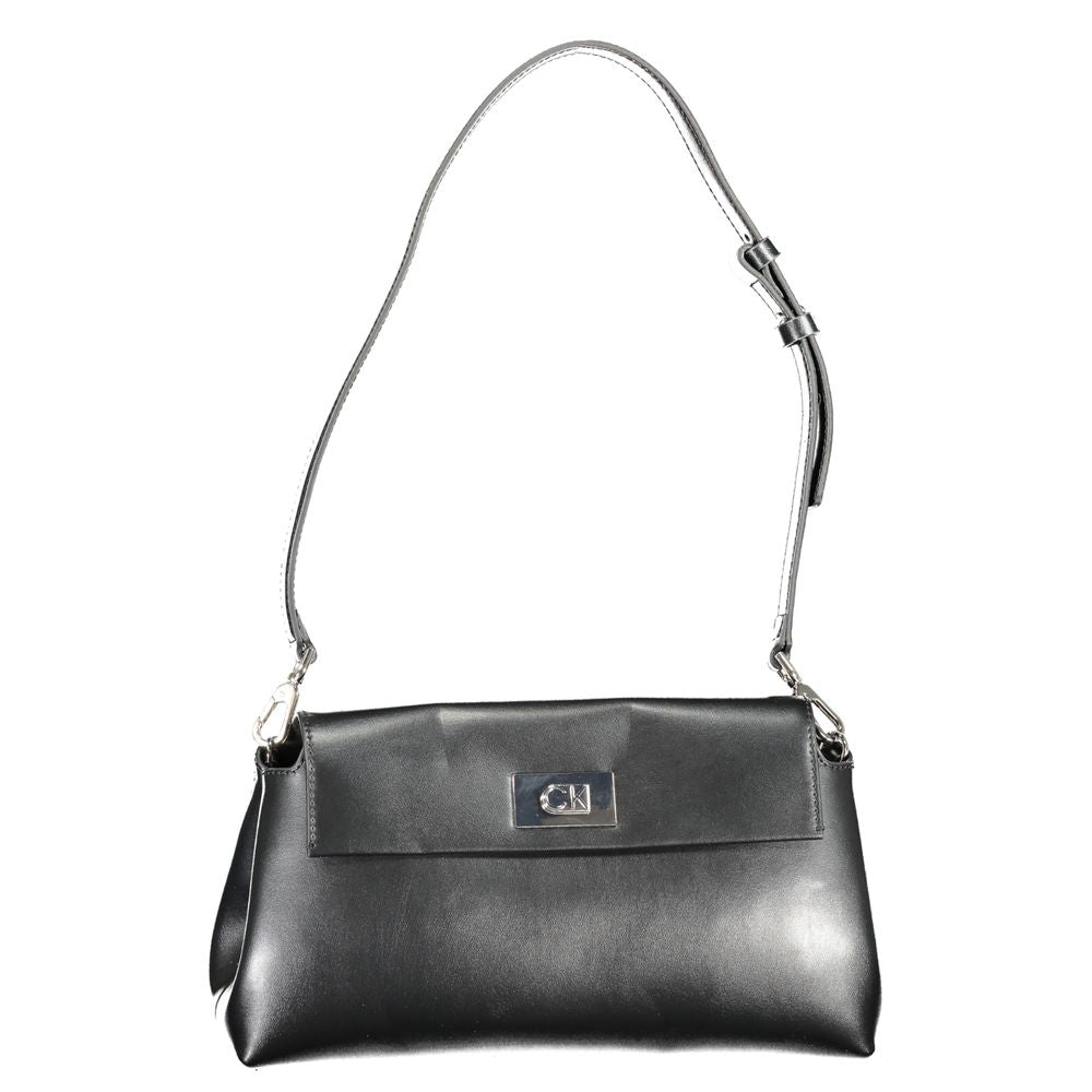 Black Polyurethane Women's Shoulder Bag