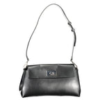 Black Polyurethane Women's Shoulder Bag