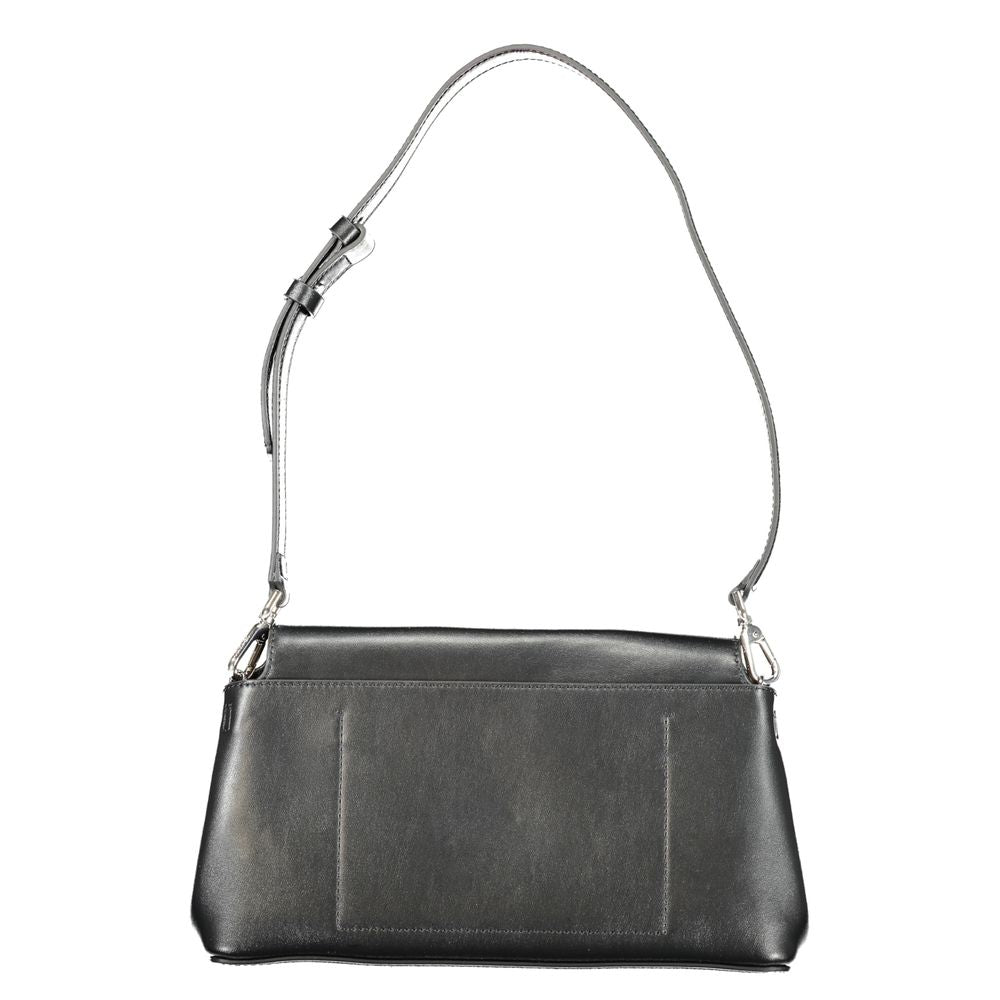 Black Polyurethane Women's Shoulder Bag