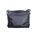 Blue Polyurethane Women's Bag with Shoulder Handle