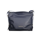 Blue Polyurethane Women's Bag with Shoulder Handle