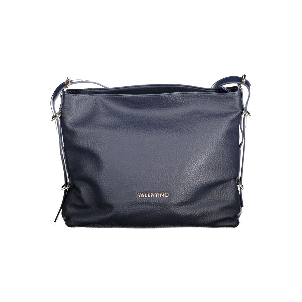 Blue Polyurethane Women's Bag with Shoulder Handle