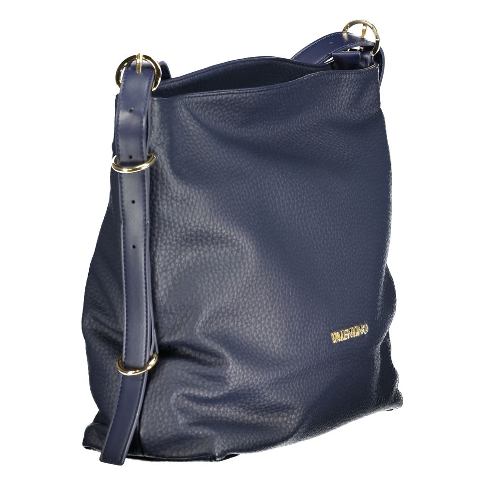 Blue Polyurethane Women's Bag with Shoulder Handle