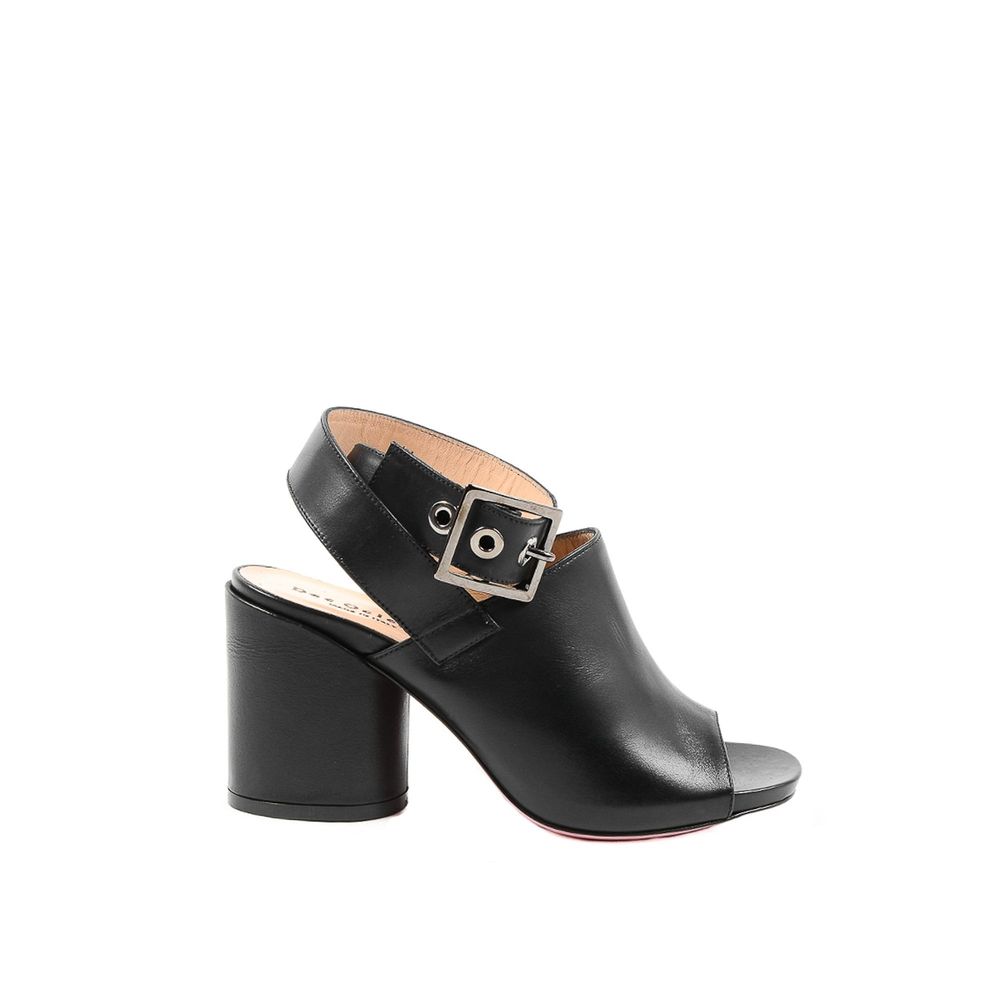 Schwarze Leder-Pumps mit hohem Absatz