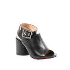 Schwarze Leder-Pumps mit hohem Absatz