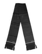 Black White Polka Dot Fringes Foulard Scarf