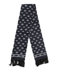 Black Silk Crown Fringed Men's Foulard Scarf