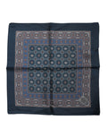 Blau bedrucktes quadratisches Seidenfoulard für Herren