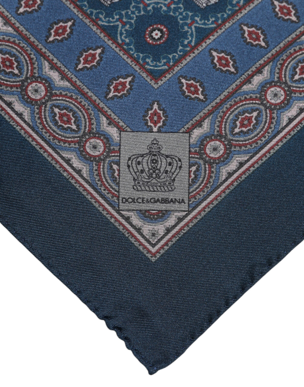 Blau bedrucktes quadratisches Seidenfoulard für Herren