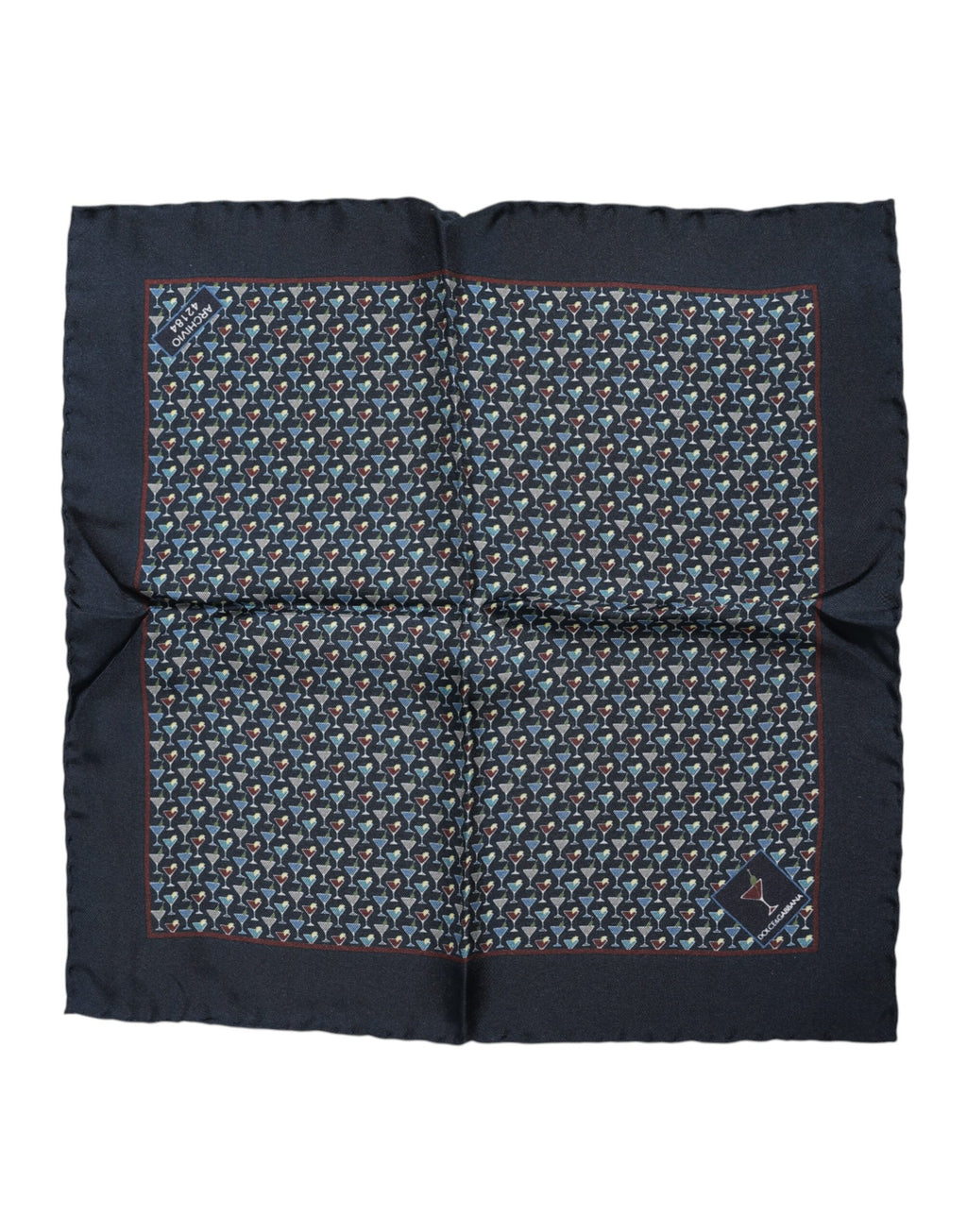 Blauer Cocktailseide Quadrat Foulard Tuch
