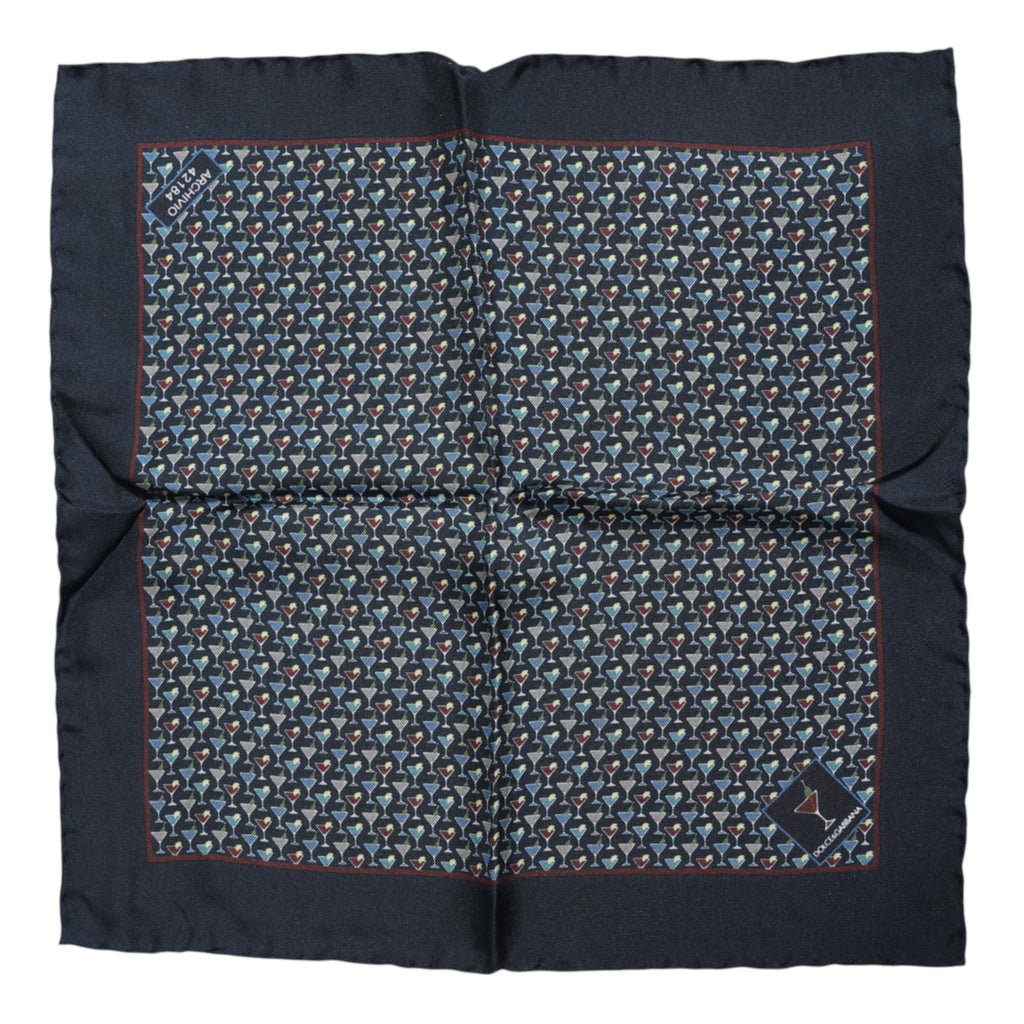 Blauer Cocktailseide Quadrat Foulard Tuch