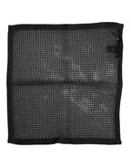 Black Patterned Cotton Square Foulard Scarf