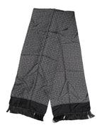 Black Patterned Fringes Men Foulard Scarf