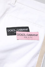 White Cotton Straight Logo Men Pants