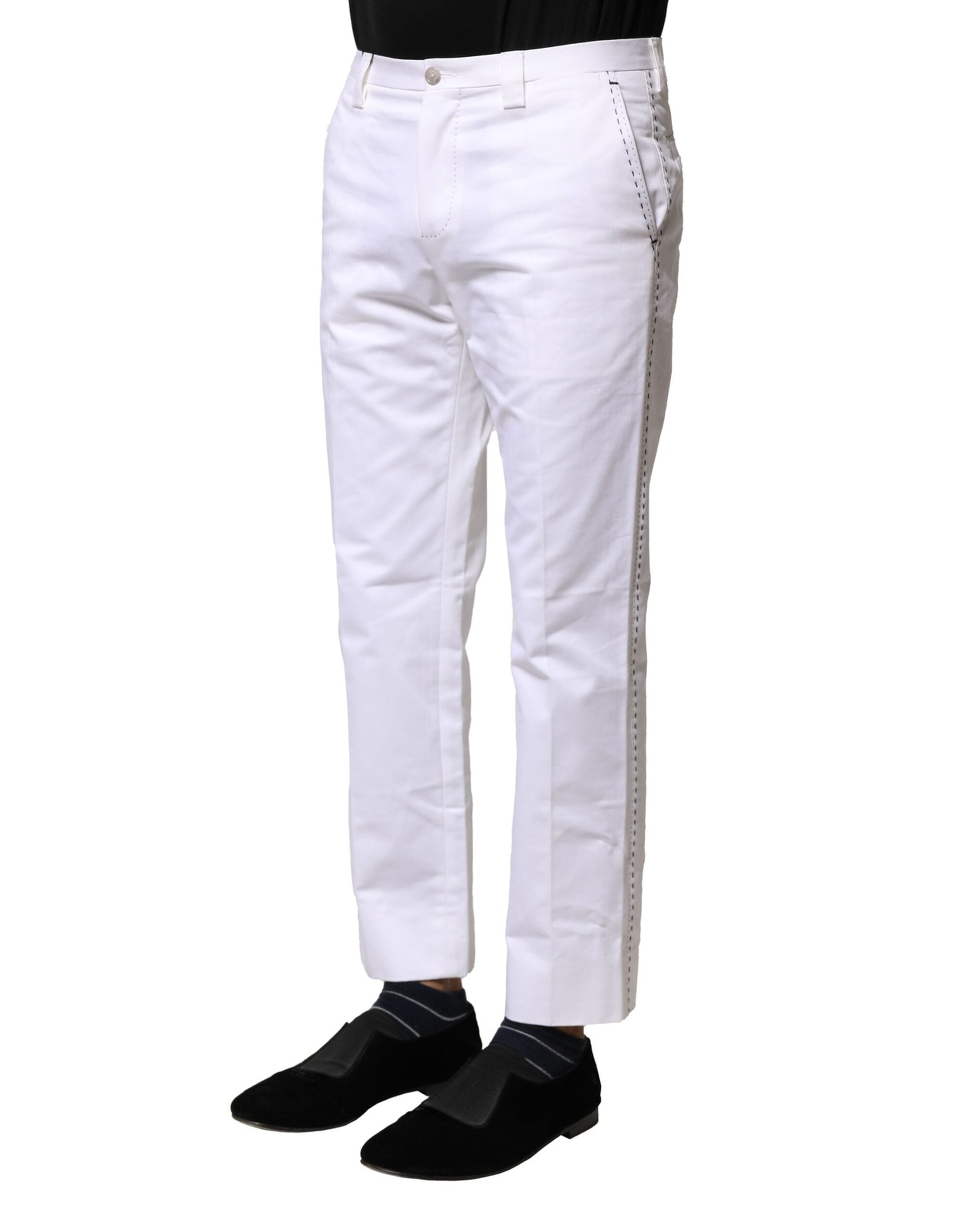 Weiße Baumwollhose für Herren mit geradem Schnitt und Logo