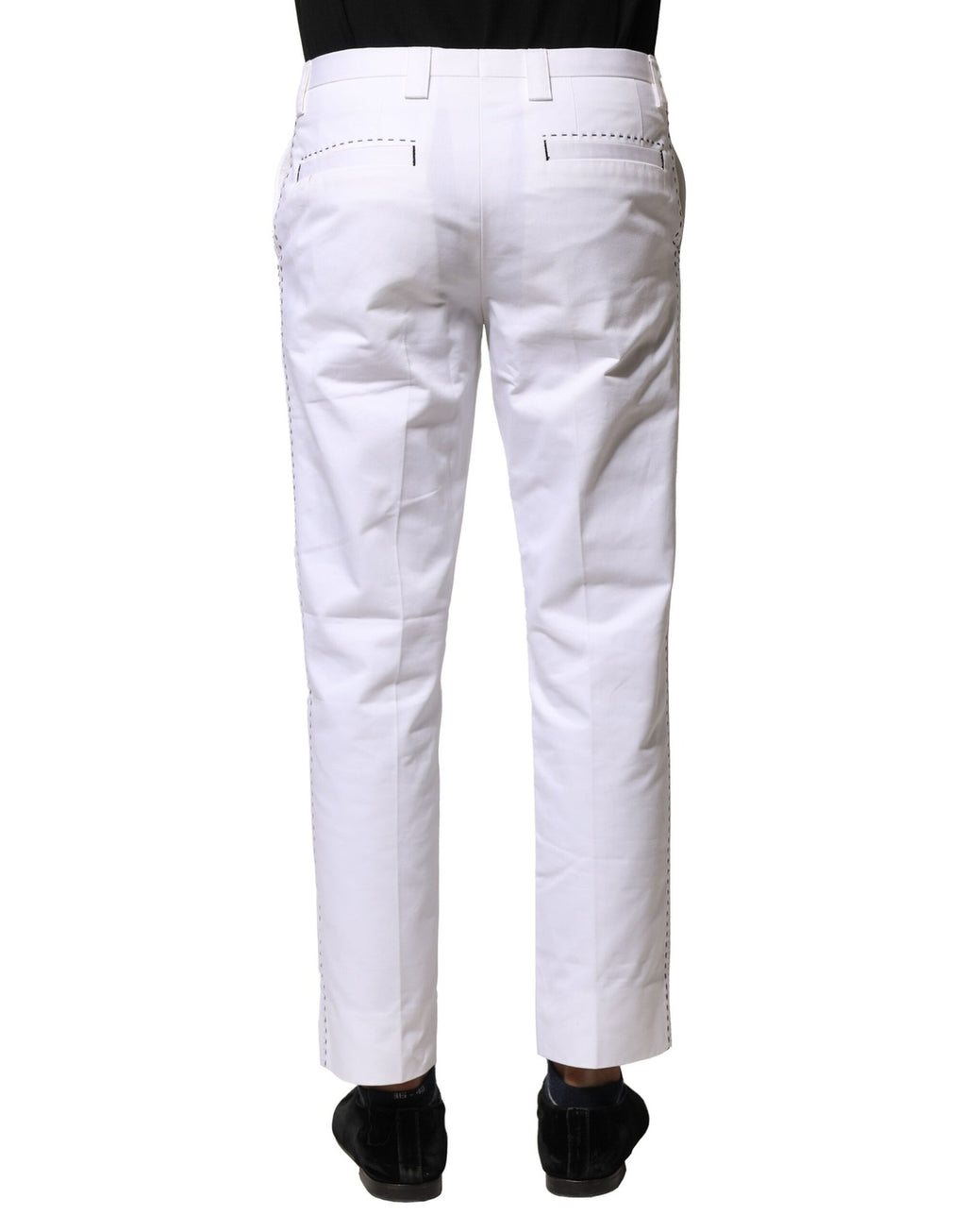 Weiße Baumwollhose für Herren mit geradem Schnitt und Logo