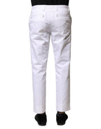 Weiße Baumwollhose für Herren mit geradem Schnitt und Logo