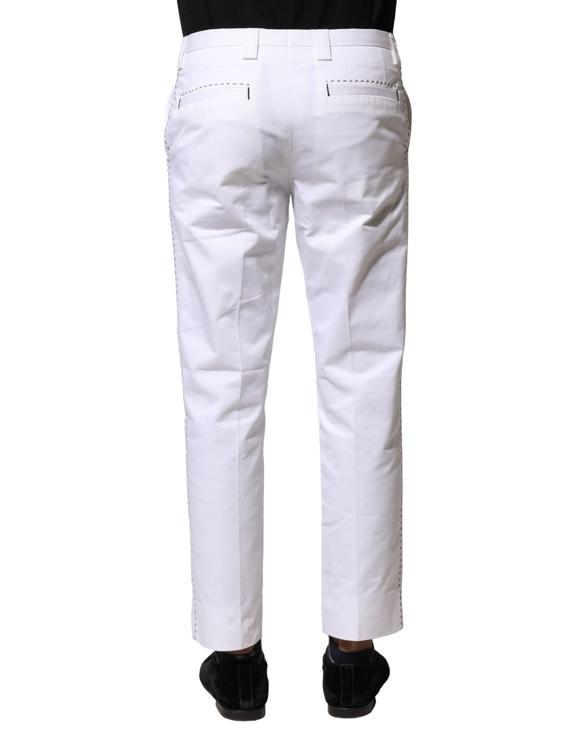 Weiße Baumwollhose für Herren mit geradem Schnitt und Logo