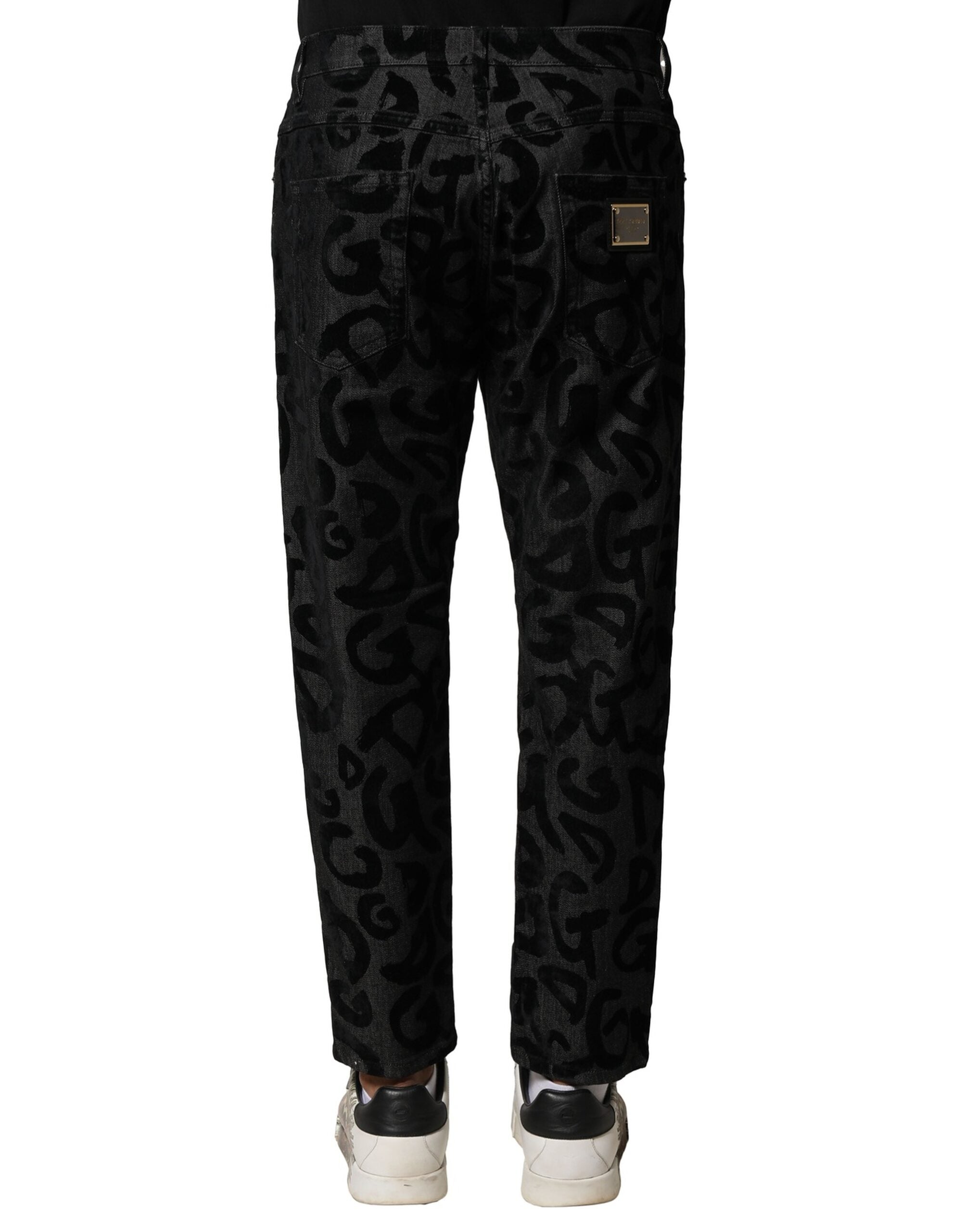 Graue gerade Herren-Jeans aus Baumwolle mit DG-Logo