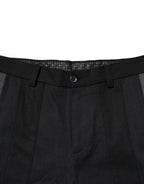 Black Gray Cotton Tapered Men Pants