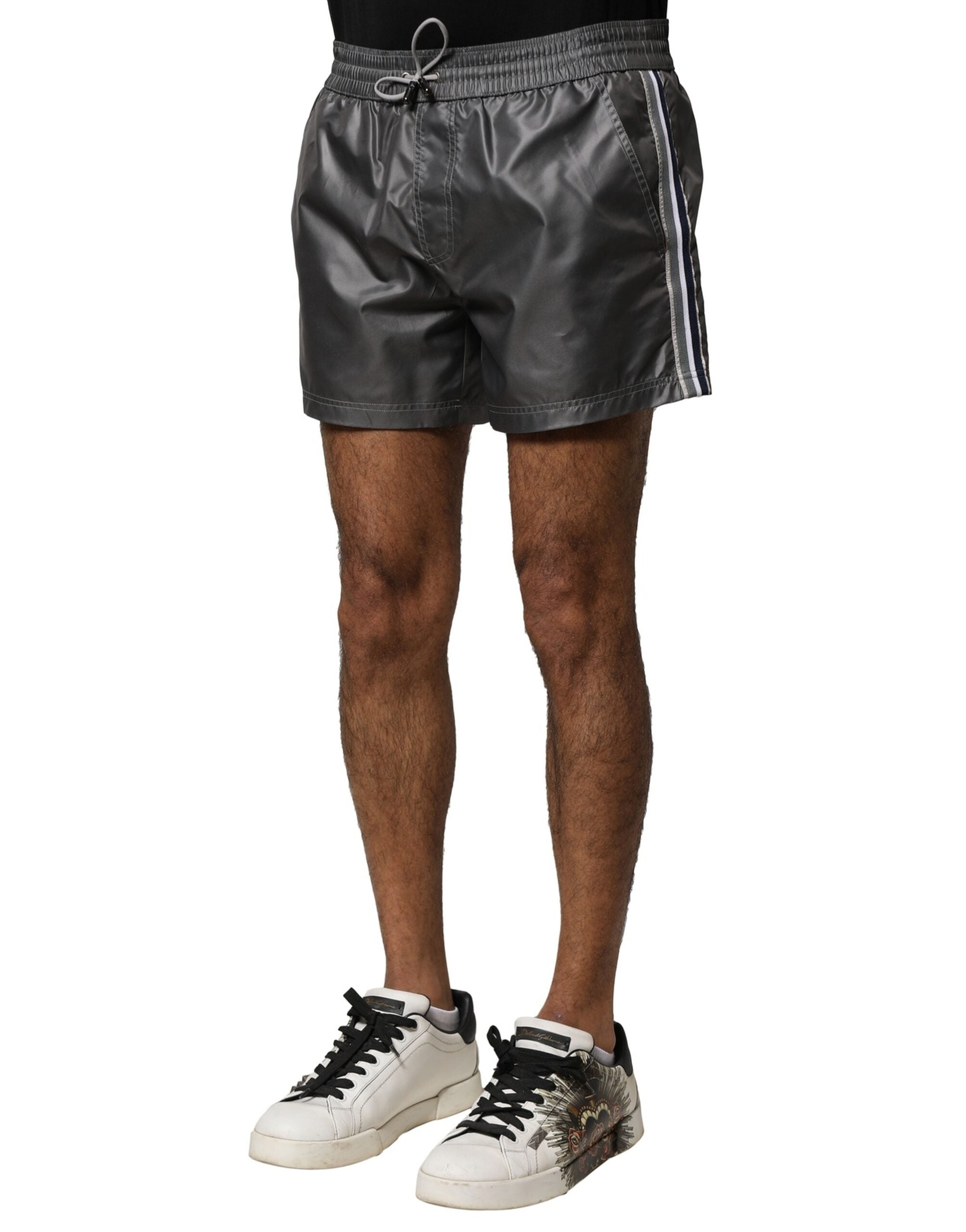 Graue Bermudashorts aus Polyester mit mittlerer Bundhöhe für die Freizeit