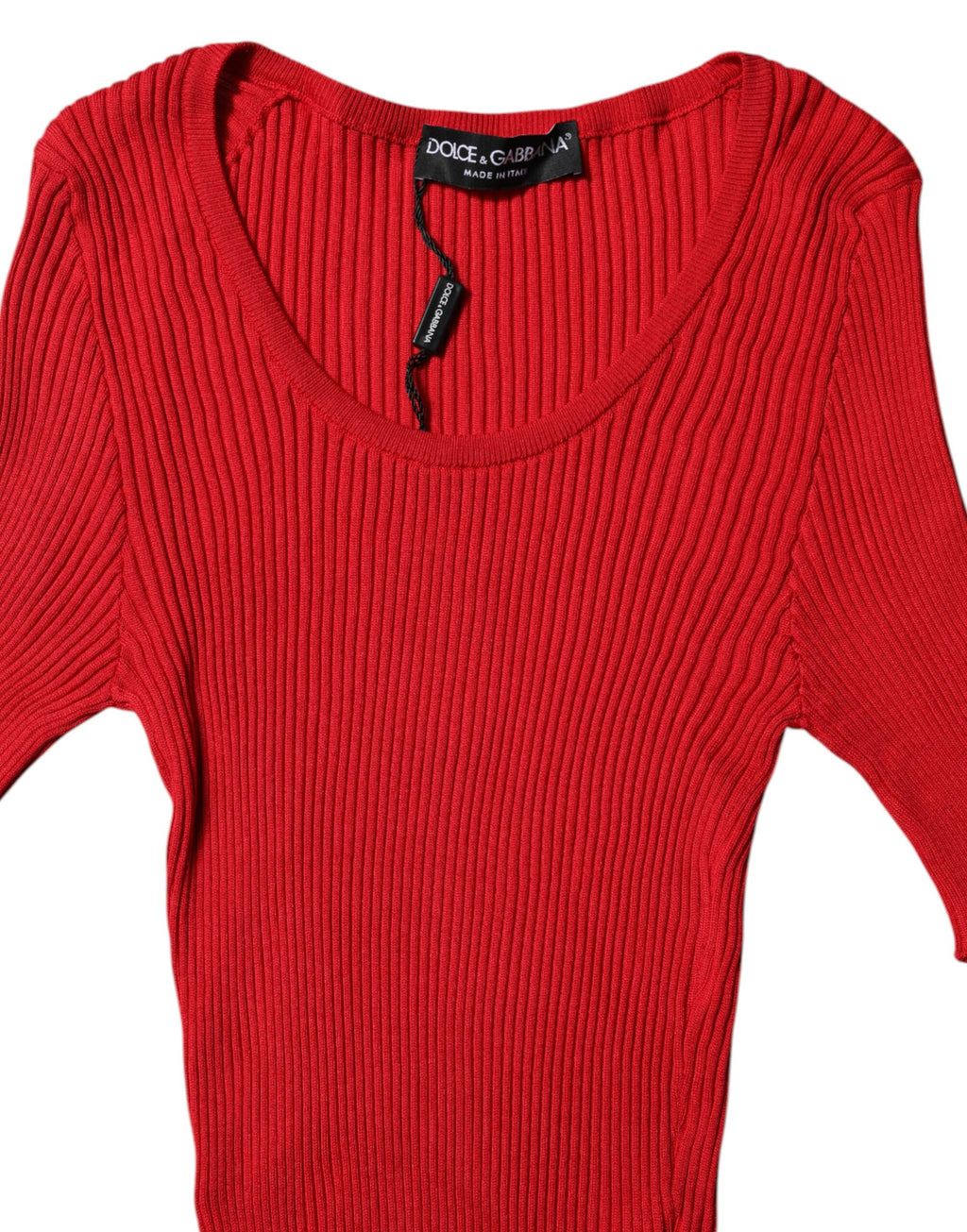 Rotes Rundhals-Kurzarm-Pullover-Oberteil