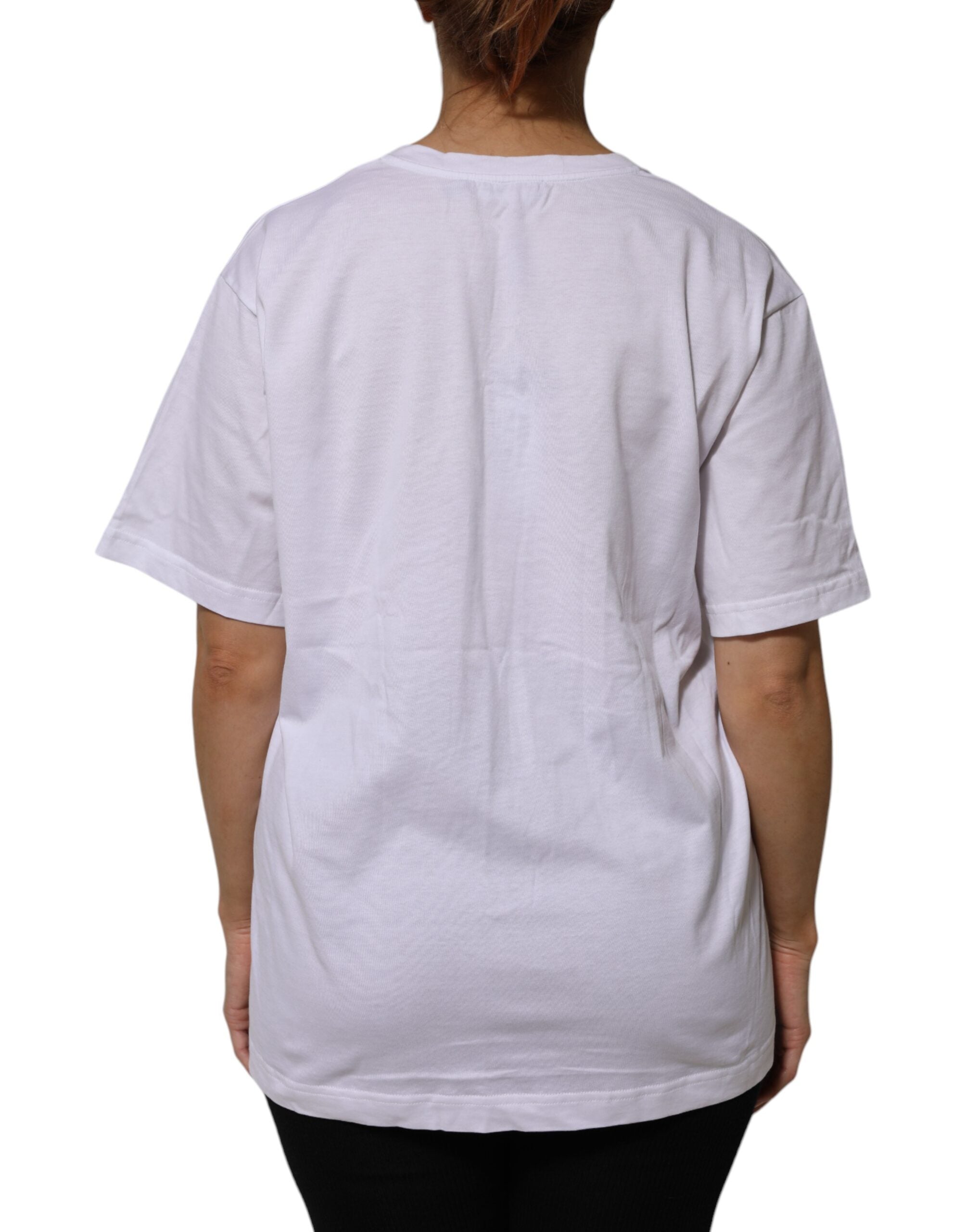 Weißes Baumwoll-T-Shirt mit kurzen Ärmeln und V-Ausschnitt