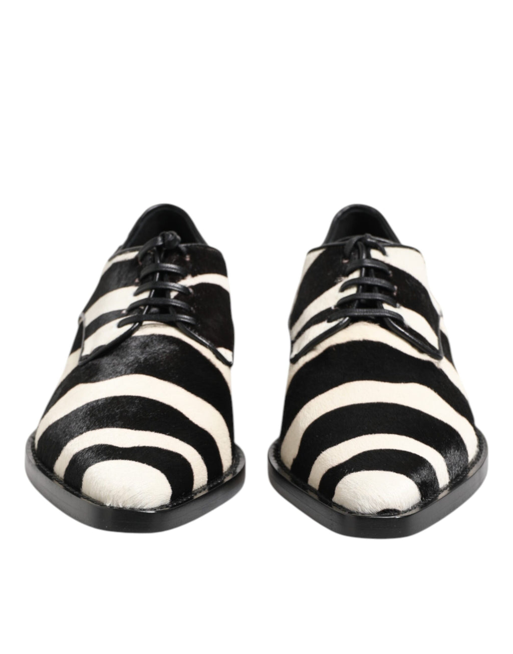 Schwarze Weiß Zebra Ponyfell Pumps