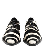Schwarze Weiß Zebra Ponyfell Pumps