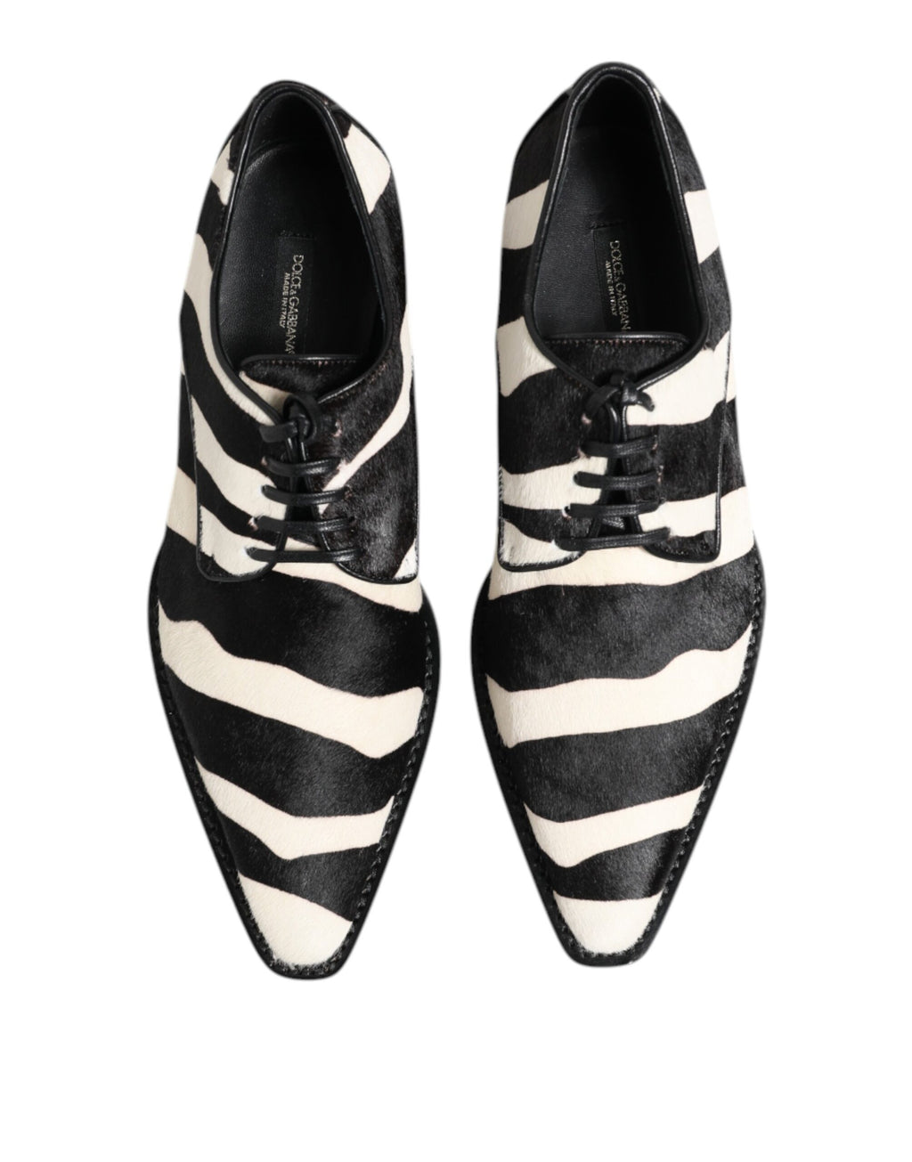 Schwarze Weiß Zebra Ponyfell Pumps