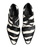 Schwarze Weiß Zebra Ponyfell Pumps