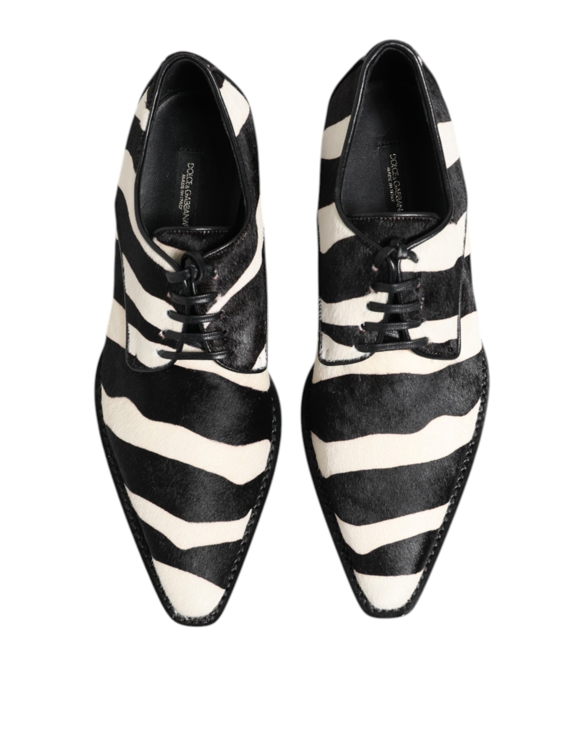 Schwarze Weiß Zebra Ponyfell Pumps