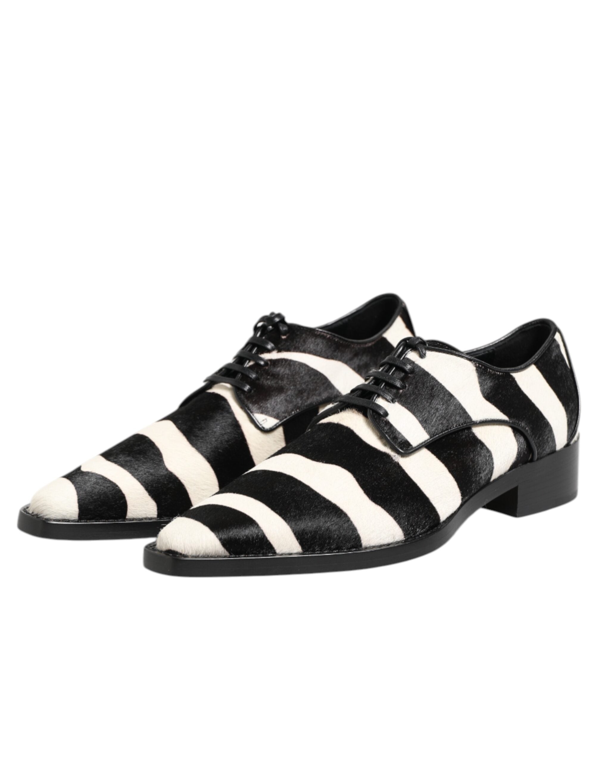 Schwarze Weiß Zebra Ponyfell Pumps