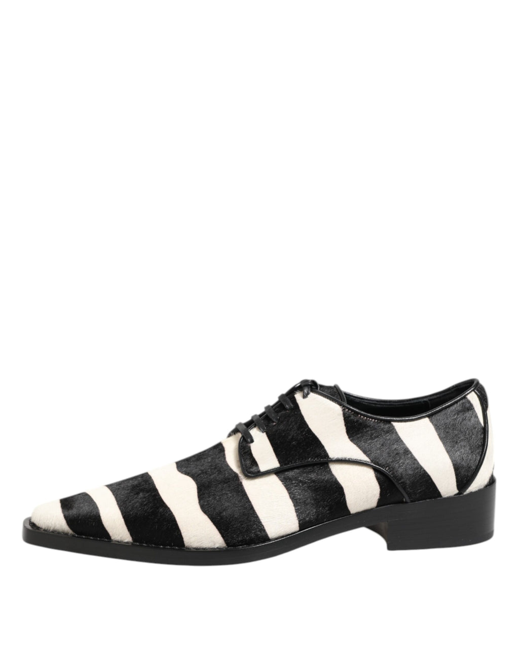 Schwarze Weiß Zebra Ponyfell Pumps