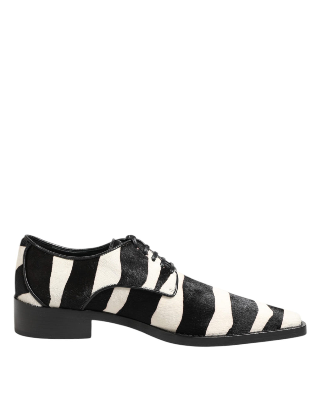 Schwarze Weiß Zebra Ponyfell Pumps