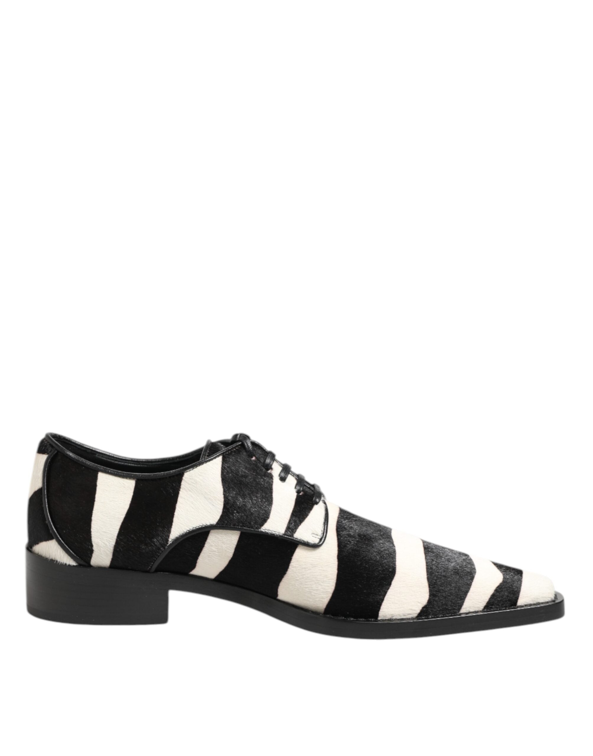 Schwarze Weiß Zebra Ponyfell Pumps