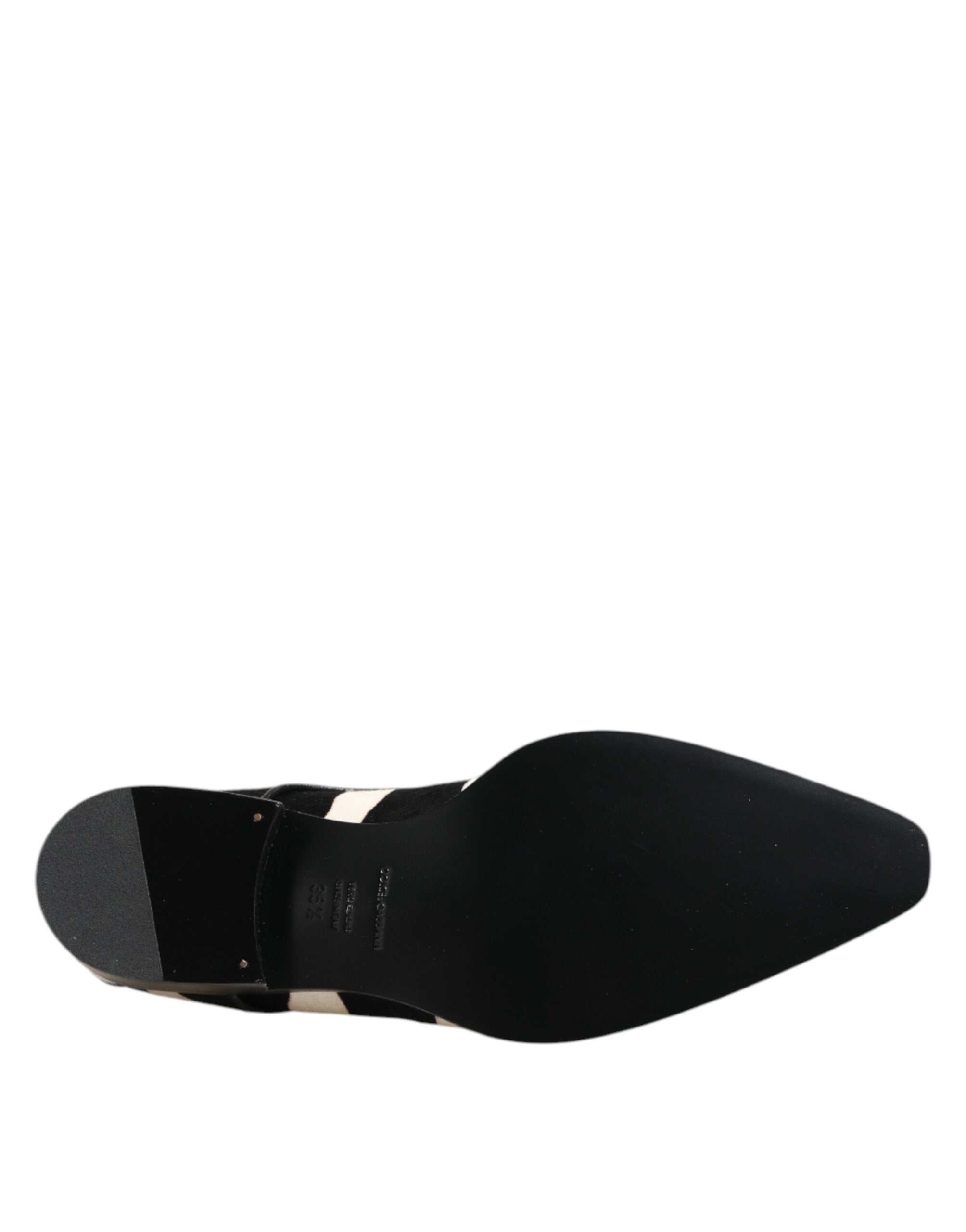 Schwarze Weiß Zebra Ponyfell Pumps