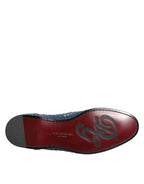 Blue Woven Leather Slip On Loafers Shoes