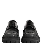 Black Patent Leather Trekking Derby Shoes