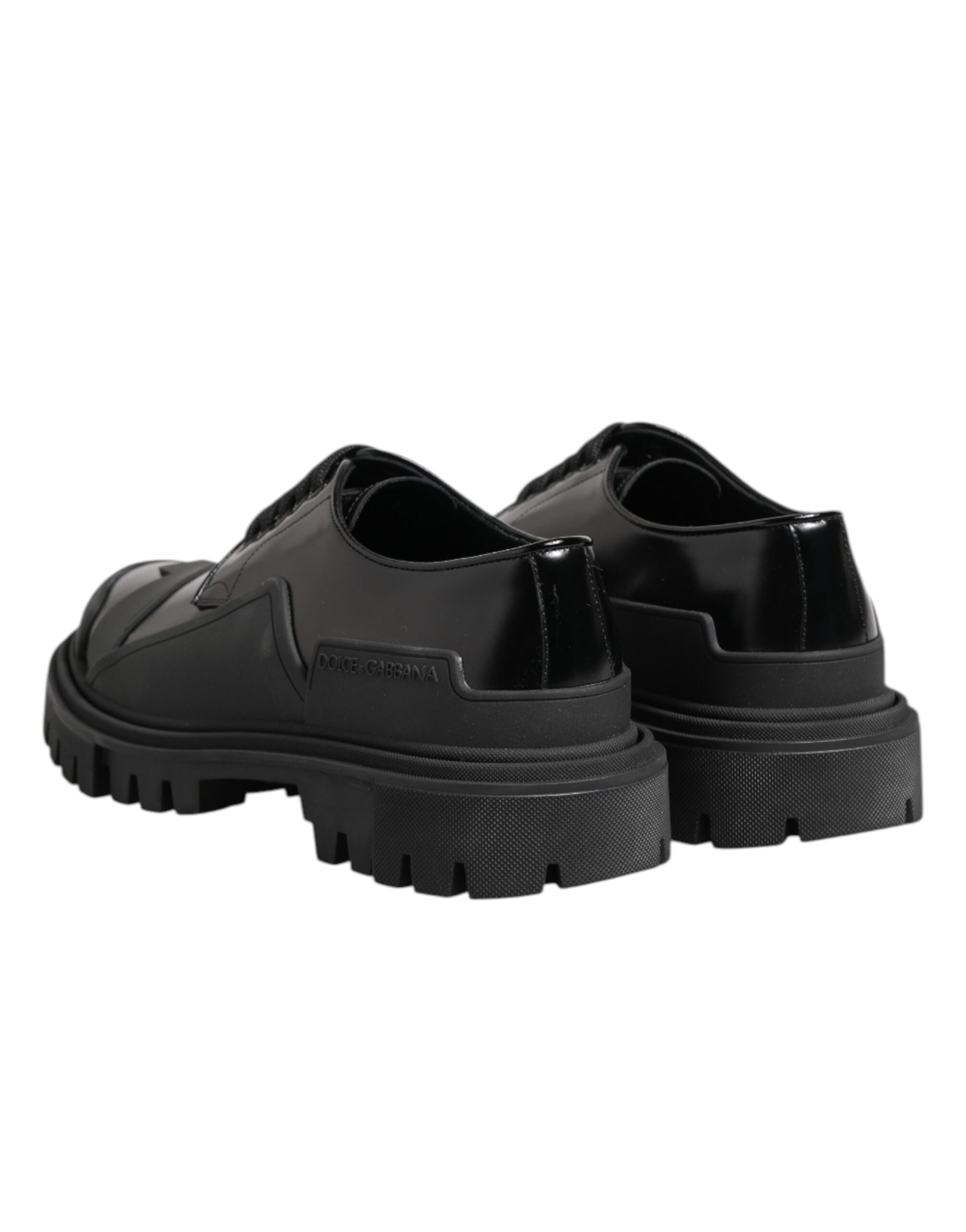 Black Patent Leather Trekking Derby Shoes