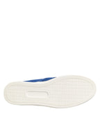 Blue Leather Lace Slip On Sneaker Shoes