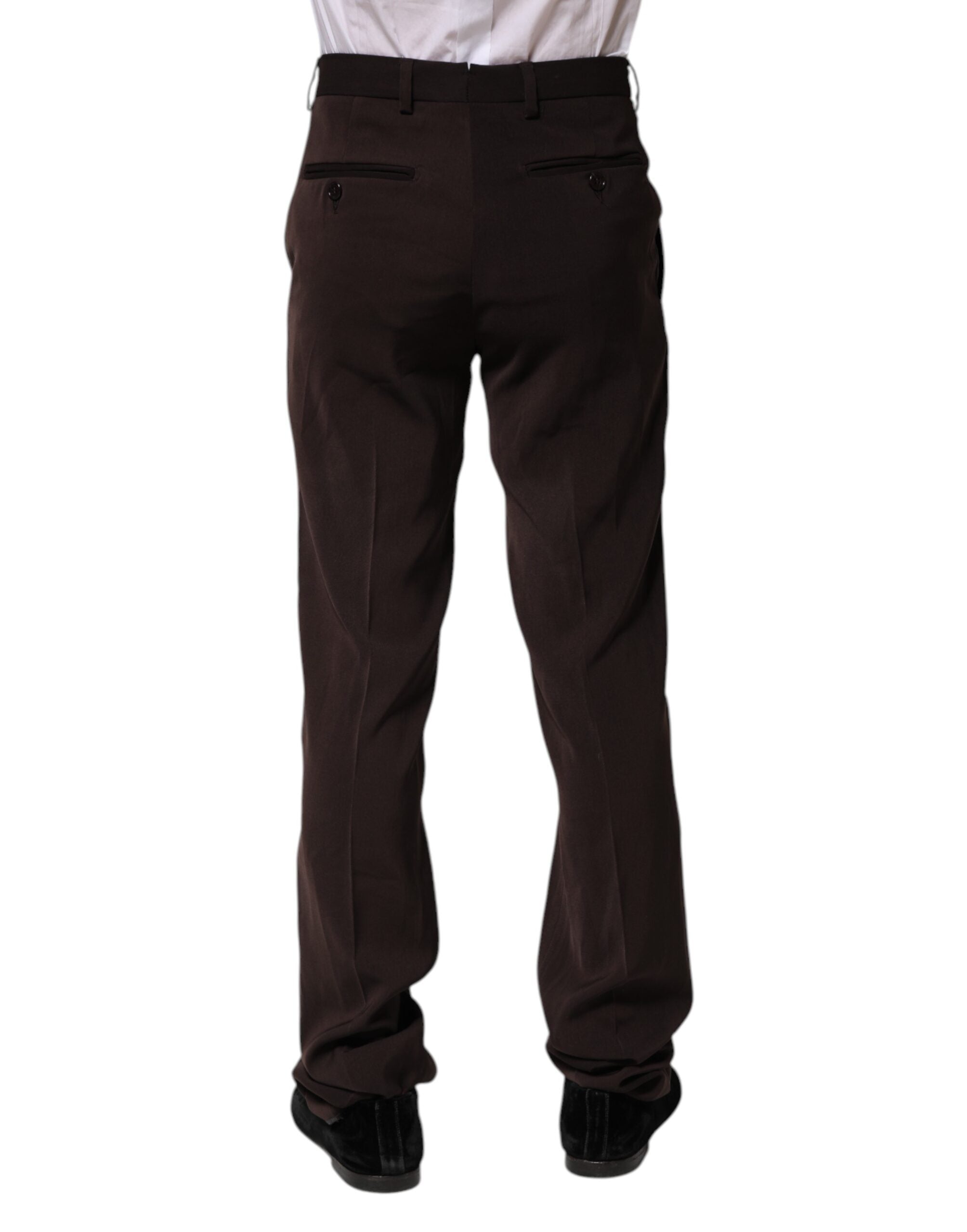 Dark Brown Mid Waist Dress Formal Pants