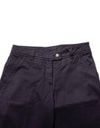 Dark Purple Mid Waist Casual Straight Pants