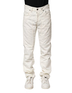Gerade geschnittene Herren-Jeans aus weißer Stretch-Baumwolle