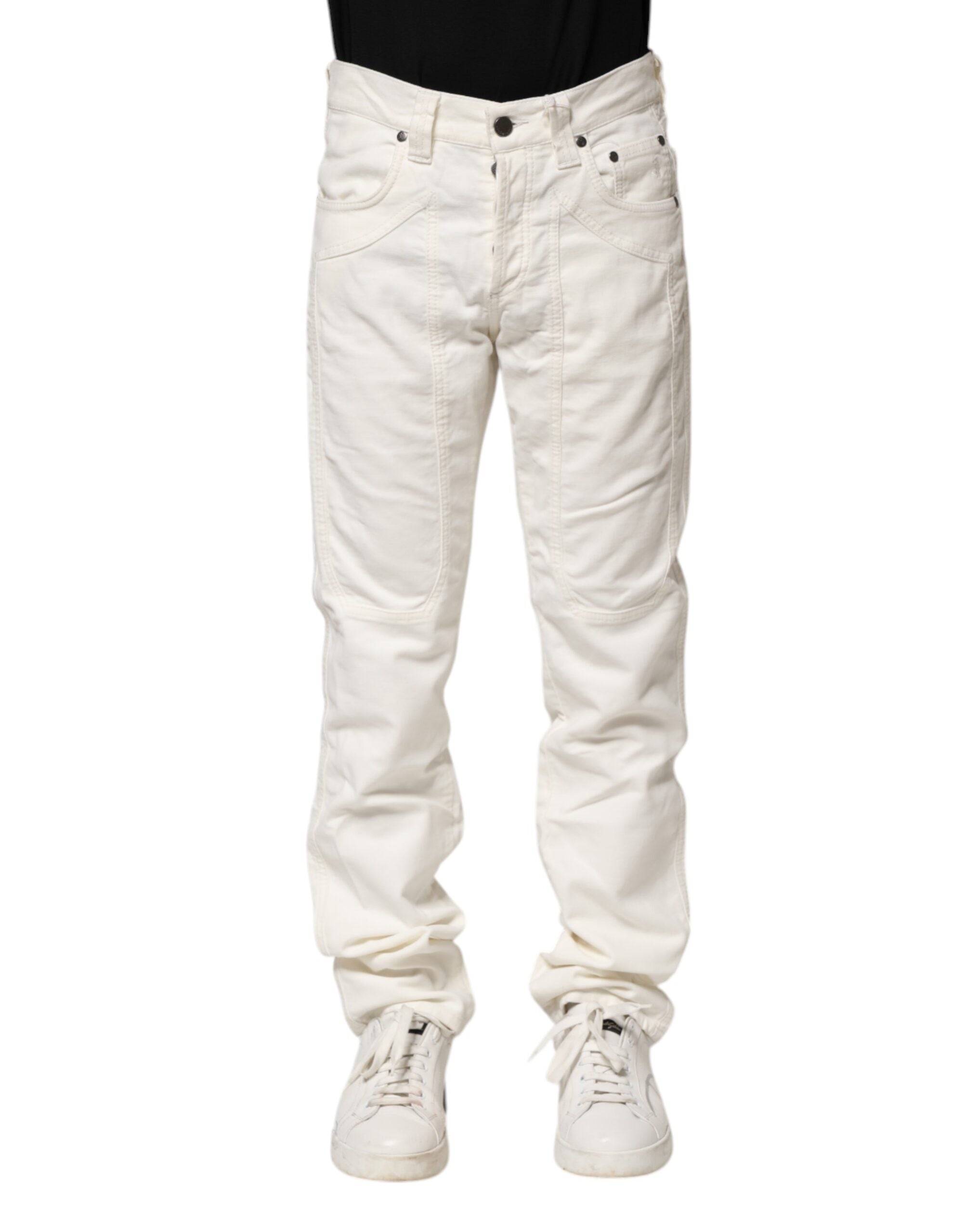 Gerade geschnittene Herren-Jeans aus weißer Stretch-Baumwolle