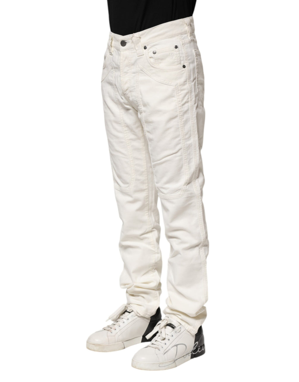 Gerade geschnittene Herren-Jeans aus weißer Stretch-Baumwolle