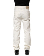 Gerade geschnittene Herren-Jeans aus weißer Stretch-Baumwolle