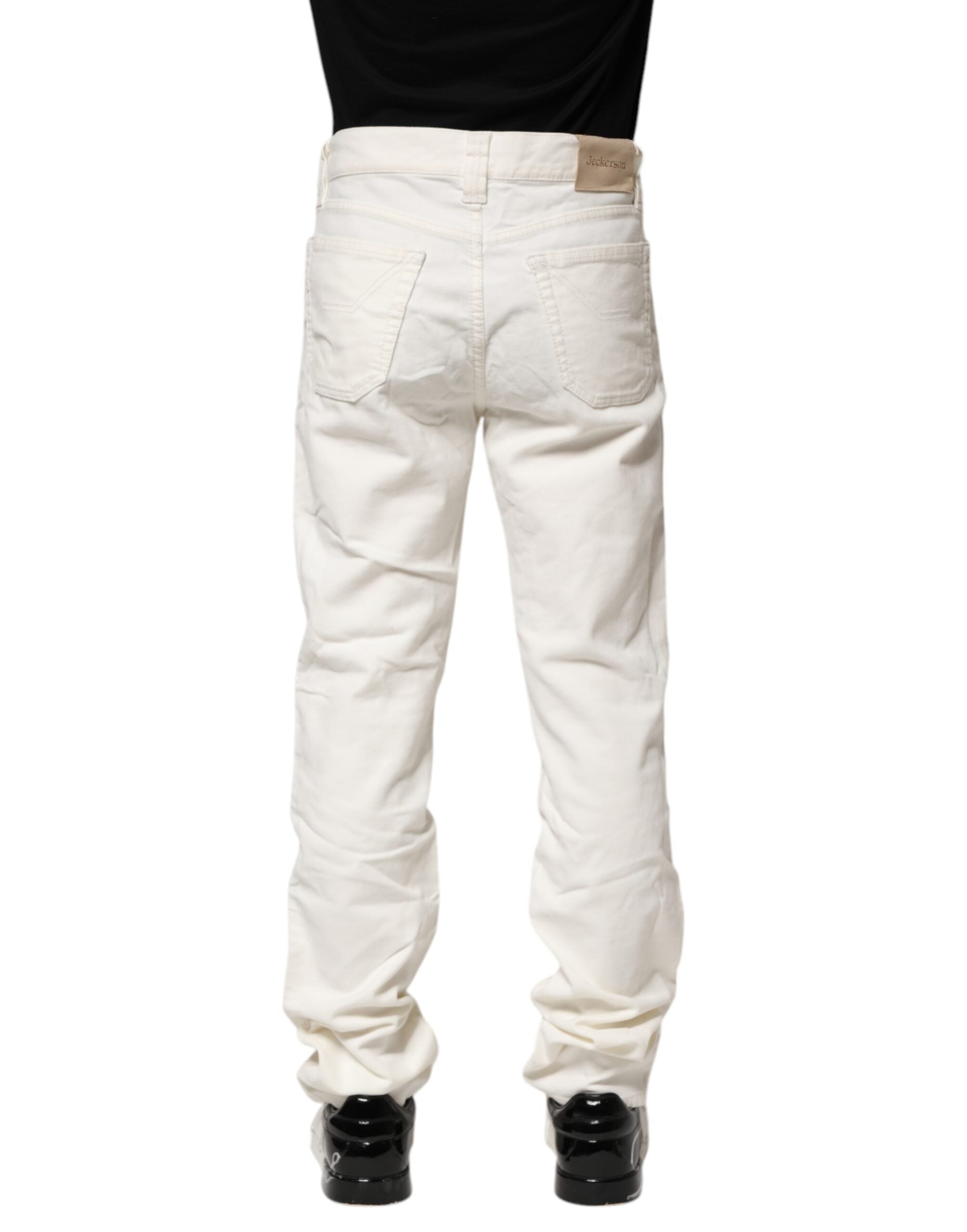 Gerade geschnittene Herren-Jeans aus weißer Stretch-Baumwolle